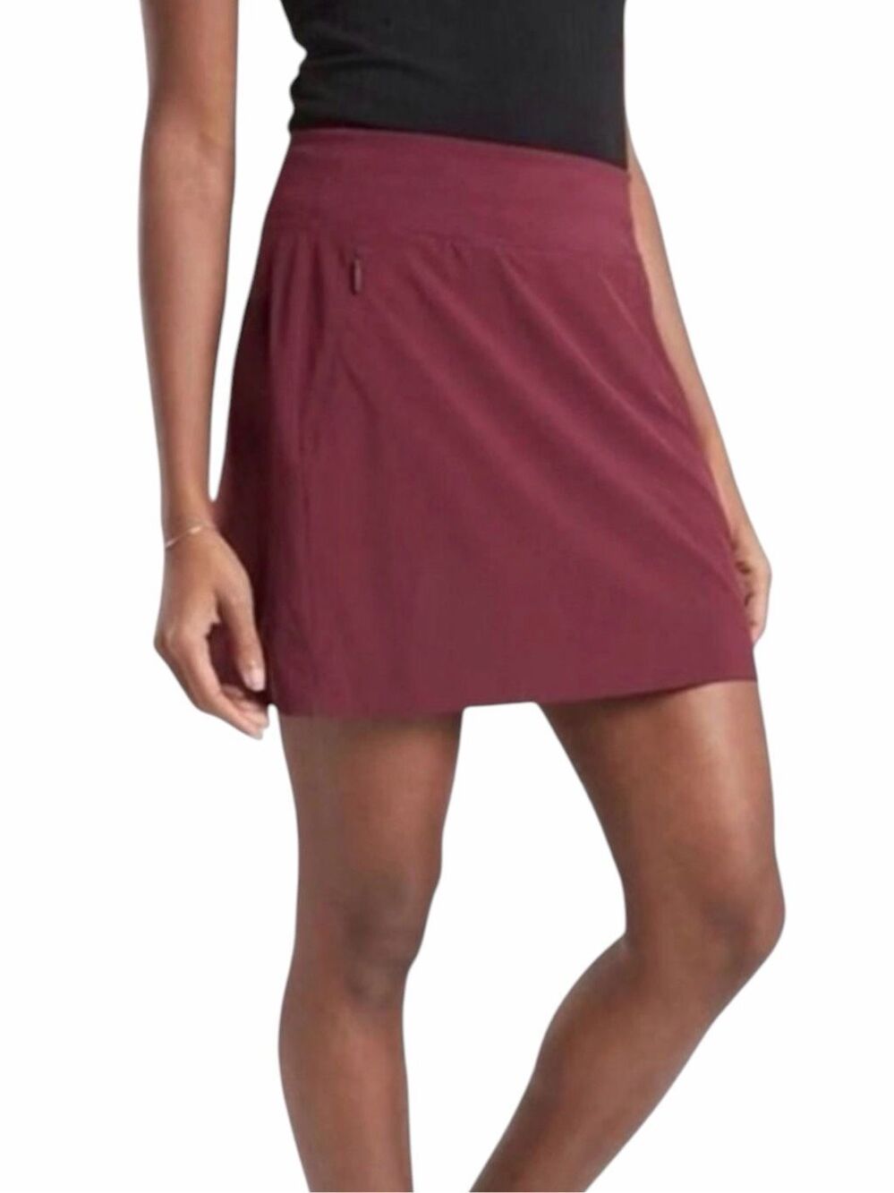 ATHLETA Soho Skort Burgundy Maroon Stretch Travel Golf Zip Pockets 16 Style #211